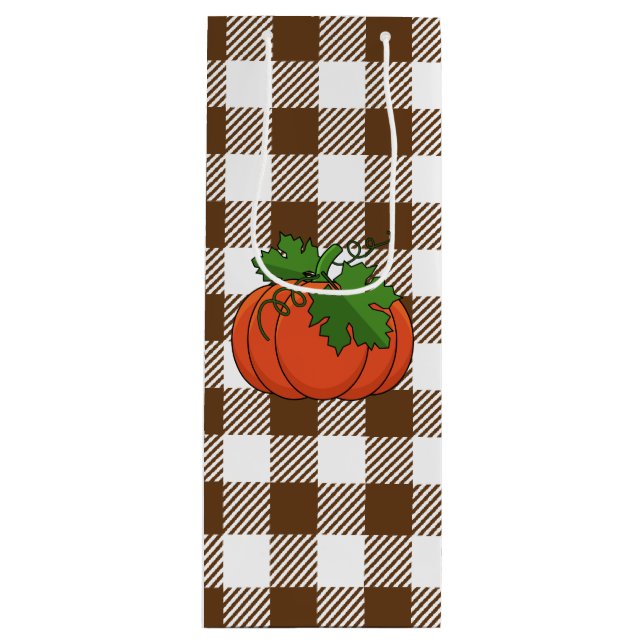Orange pumpa på vit brunrutig mönster (Framsidan)