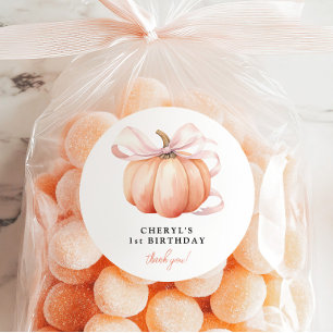 Orange Pumpa Rosa Slinga 1-årsfest Runt Klistermärke