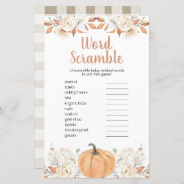 Orange Pumpa Rustik Blommig Ordspelet