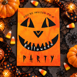 Orange Pumpa Skräcktypografi Halloweenfest Inbjudningar