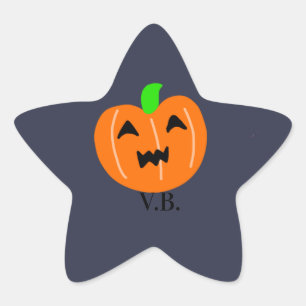 Orange pumpa skrämmande öga halloween add namn stjärnformat klistermärke