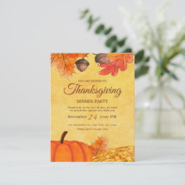Orange Pumpa Thanksgiving middagsfest Utskrivbar Inbjudningar