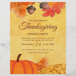 Orange Pumpa Thanksgiving middagsfest Utskrivbar Reklamblad