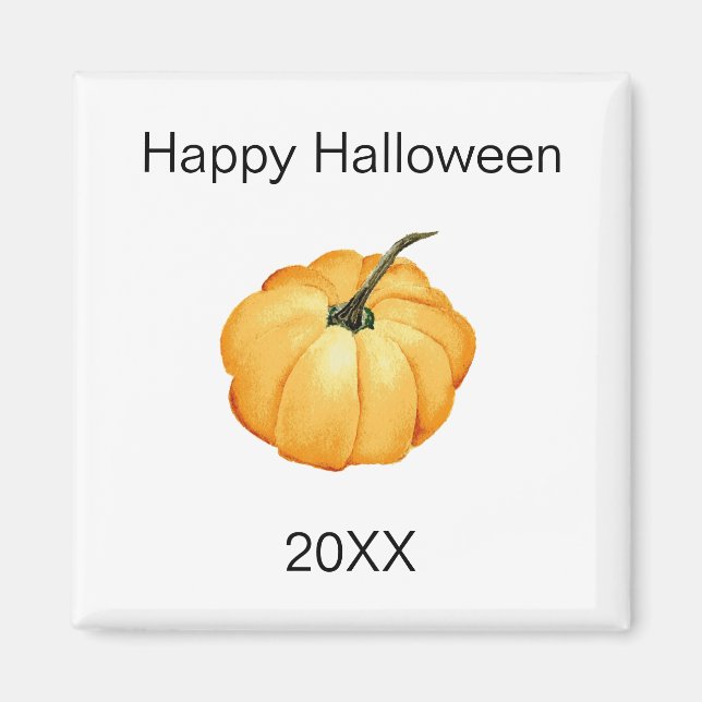orange pumpa vattenfärg Happy halloween år Magnet (Framsidan)