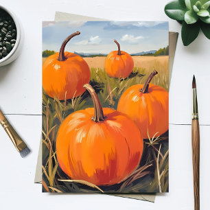 Orange Pumpafält Höst Helg Vykort