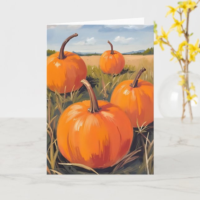 Orange Pumpafält | Höst Kort (Gul blomma)