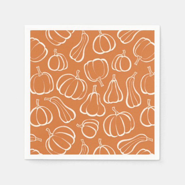 Orange Pumpamuster Höst Halloween-fest Pappersservett (Framsidan)