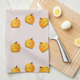 Orange pumphuvud mönster kökshandduk