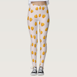 Orange pumphuvud mönster leggings