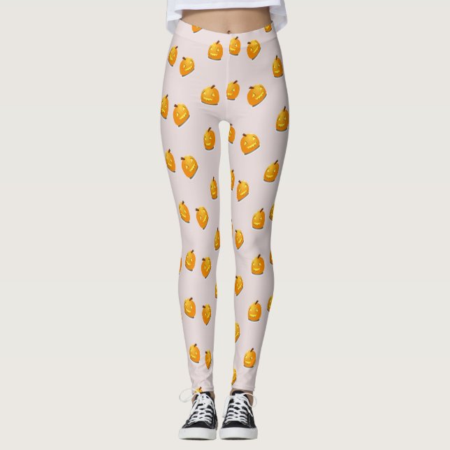 Orange pumphuvud mönster leggings (Framsida)