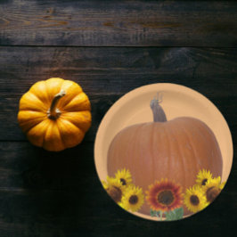 Orange Pumpkin and Sunflowers Thanksgiving  