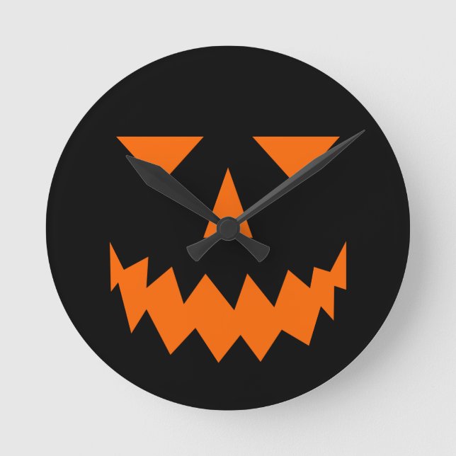 Orange Pumpkin Ansikte Clock Stor Klocka (Framsida)