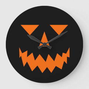 Orange Pumpkin Ansikte Clock Stor Klocka