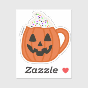 Orange Pumpkin Ansikte Mugg Klistermärken