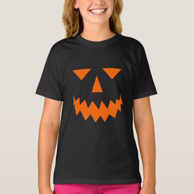 Orange Pumpkin Ansikte T-Shirt (barn) (Framsida)
