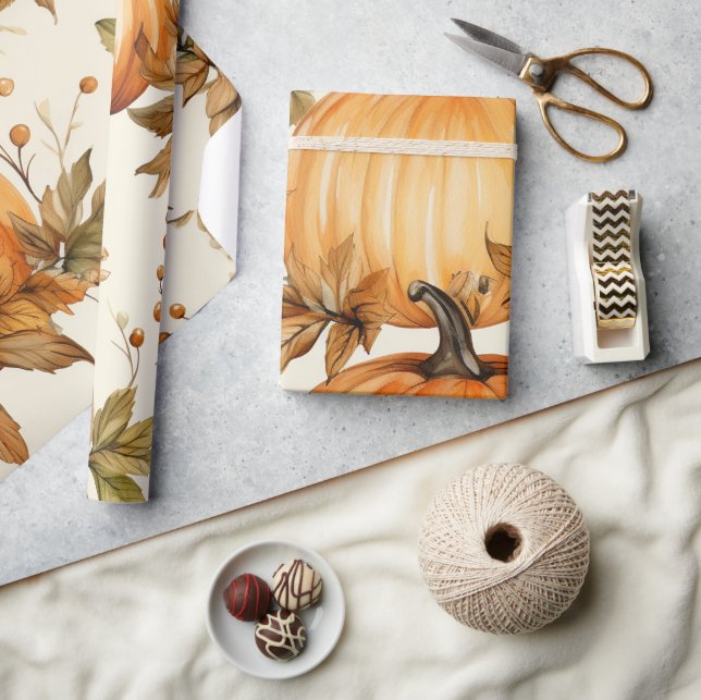 Orange Pumpkin är på vägen till höstens babydusch Presentpapper (Hantverk)