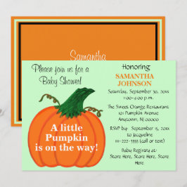 Orange Pumpkin Baby Shower Inbjudningar