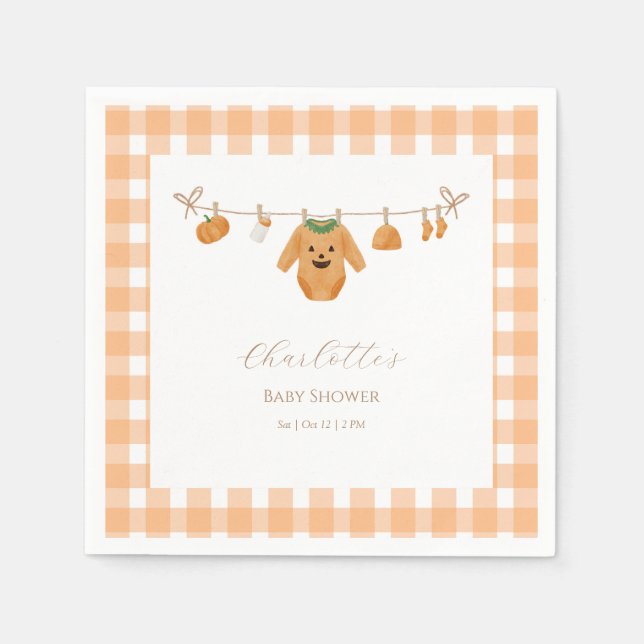 Orange Pumpkin Baby Shower Napkins Pappersservett (Framsidan)