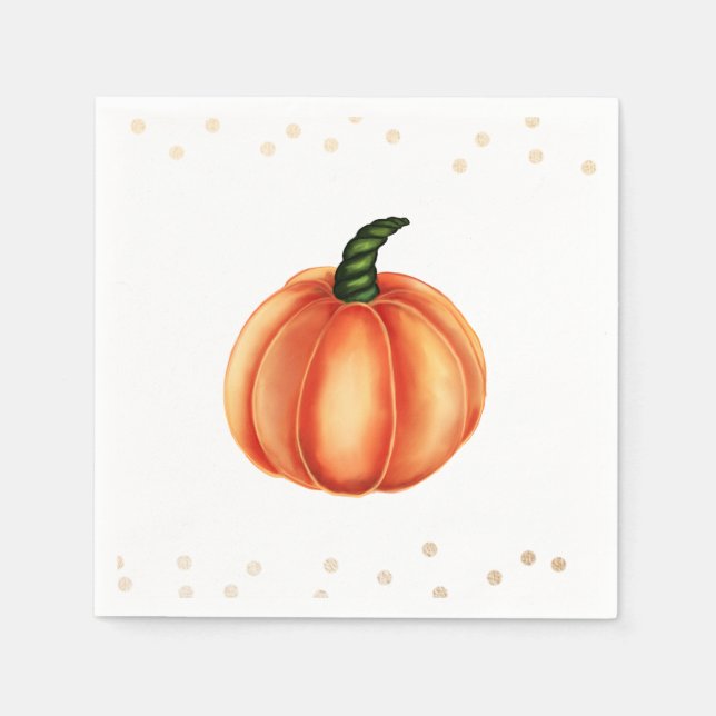 Orange Pumpkin | Baby Shower | Polka dots Pappersservett (Framsidan)