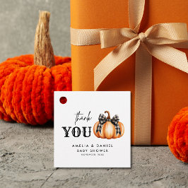 Orange Pumpkin Black Bow Baby Shower Gåvor Etiketter