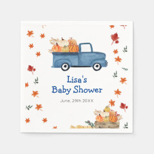 Orange Pumpkin Blue Lastbil Baby dusch Napkin Pappersservett