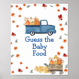 Orange Pumpkin Blue Lastbil Gissa livsmedelsskylte Poster