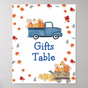 Orange Pumpkin Blue Vintage Lastbil GER Bord-skylt Poster
