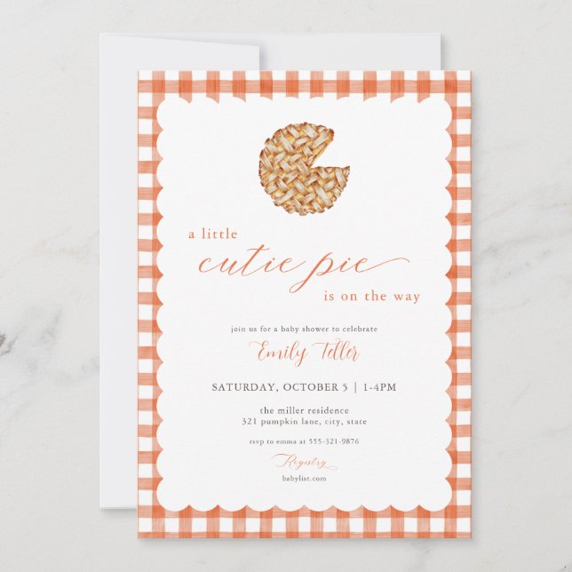 Orange Pumpkin Cutie Paj Baby Shower-inbjudan Inbjudningar (Framsida)