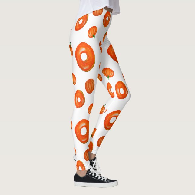 Orange Pumpkin Donuts Graphic Leggings (Höger)