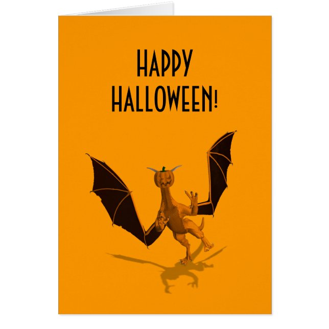 Orange Pumpkin Dragon Hälsningskort (Framsidan)