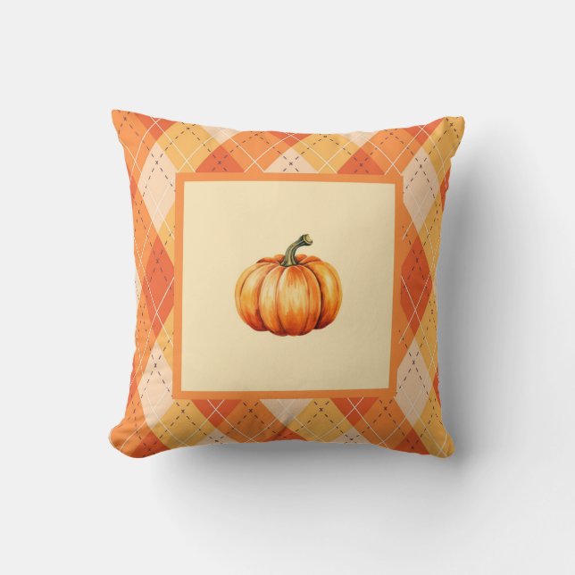 Orange Pumpkin - enkel startadress för hösten Kudde (Framsida)