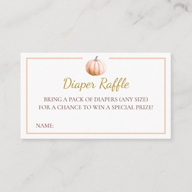 Orange Pumpkin Fall Baby Shower Diaper Raffle Card Tilläggskort (Framsida)