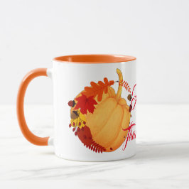 Orange Pumpkin Fall Maple Foliage Thanksgiving Rol Mugg