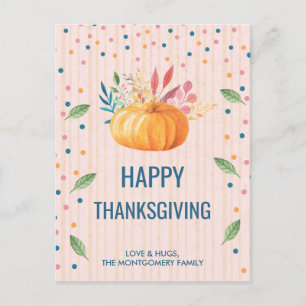 Orange Pumpkin Faux Confetti Happy thanksgiving Helg Vykort