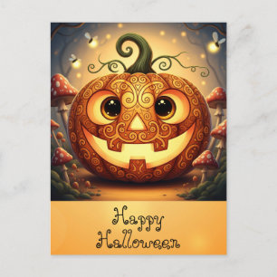 Orange Pumpkin för Cute Happy halloween oktober Vykort