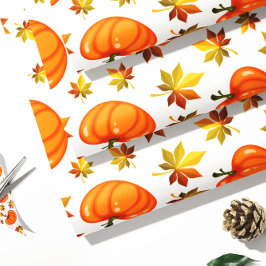 Orange Pumpkin Gift Wrap | Figur för hösten Presentpapper