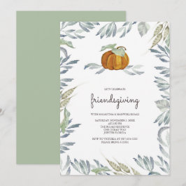 Orange Pumpkin Greenery Friendsgiving-inbjudan Inbjudningar