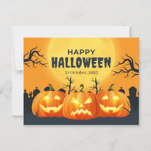 Orange Pumpkin Halloween Vykort