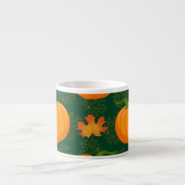 Orange Pumpkin Höst löv Mönster Espressomugg (Framsidan)