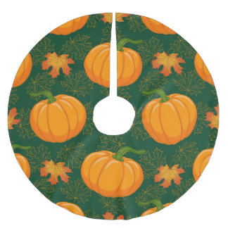 Orange Pumpkin Höst löv Mönster Julgransmatta Borstad Polyester