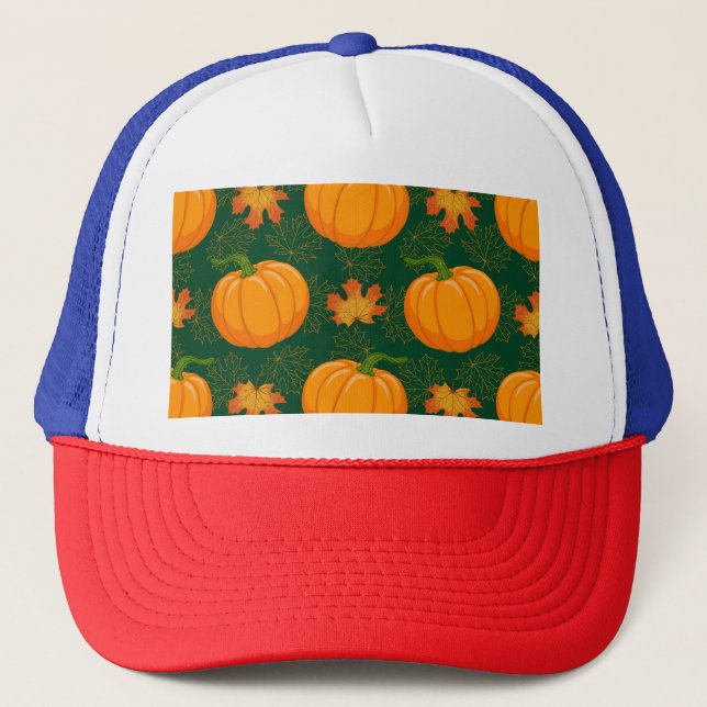Orange Pumpkin Höst löv Mönster Keps (Framsida)