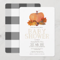 Orange Pumpkin Höst löv Virtuell Baby Shower