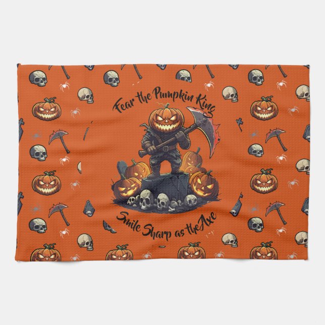 🎃 Orange Pumpkin Kung Kitchen Towel 🧡 Kökshandduk (Horisontell)