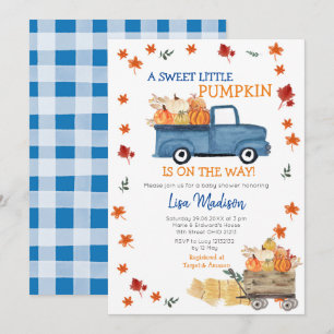 Orange Pumpkin Lastbil Baby Shower Girl-inbjudan Inbjudningar