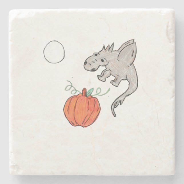 Orange Pumpkin med Dragon Stenunderlägg (Framsidan)