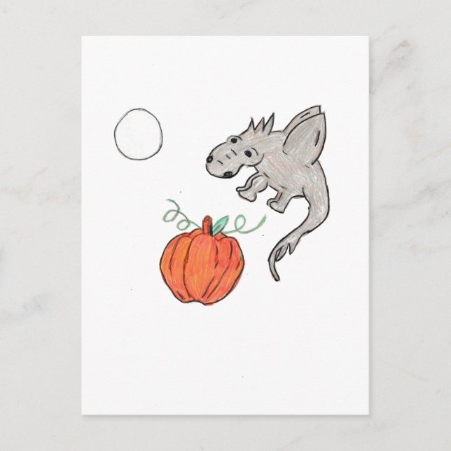 Orange Pumpkin med Dragon Vykort (Framsida)