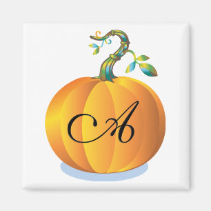 Orange Pumpkin Monogram Brev A Magnet