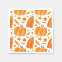 Orange Pumpkin Mönster Party Napkin