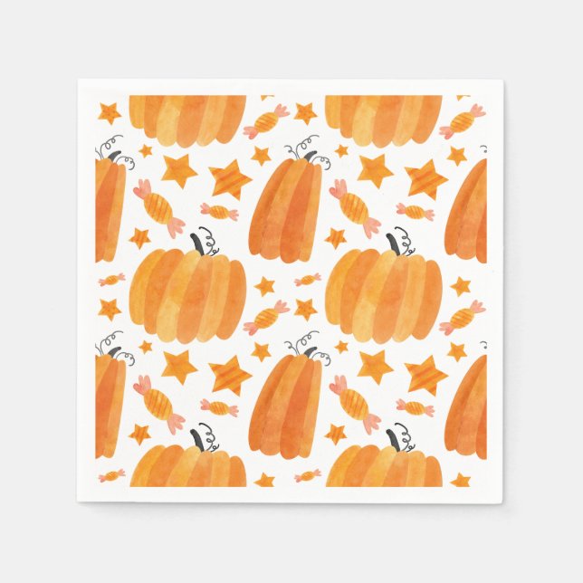 Orange Pumpkin Mönster Party Napkin Pappersservett (Framsidan)