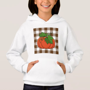 Orange Pumpkin på White Brown Checkered Mönster T Shirt